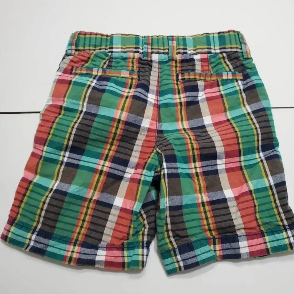 Gap Baby Boys Lot Of 2 Shorts Black Red Plaid Buckle Pockets 100% Cotton 3Y‎